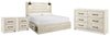Cama King Cambeck con almacenamiento, cómoda y dos mesitas de noche
