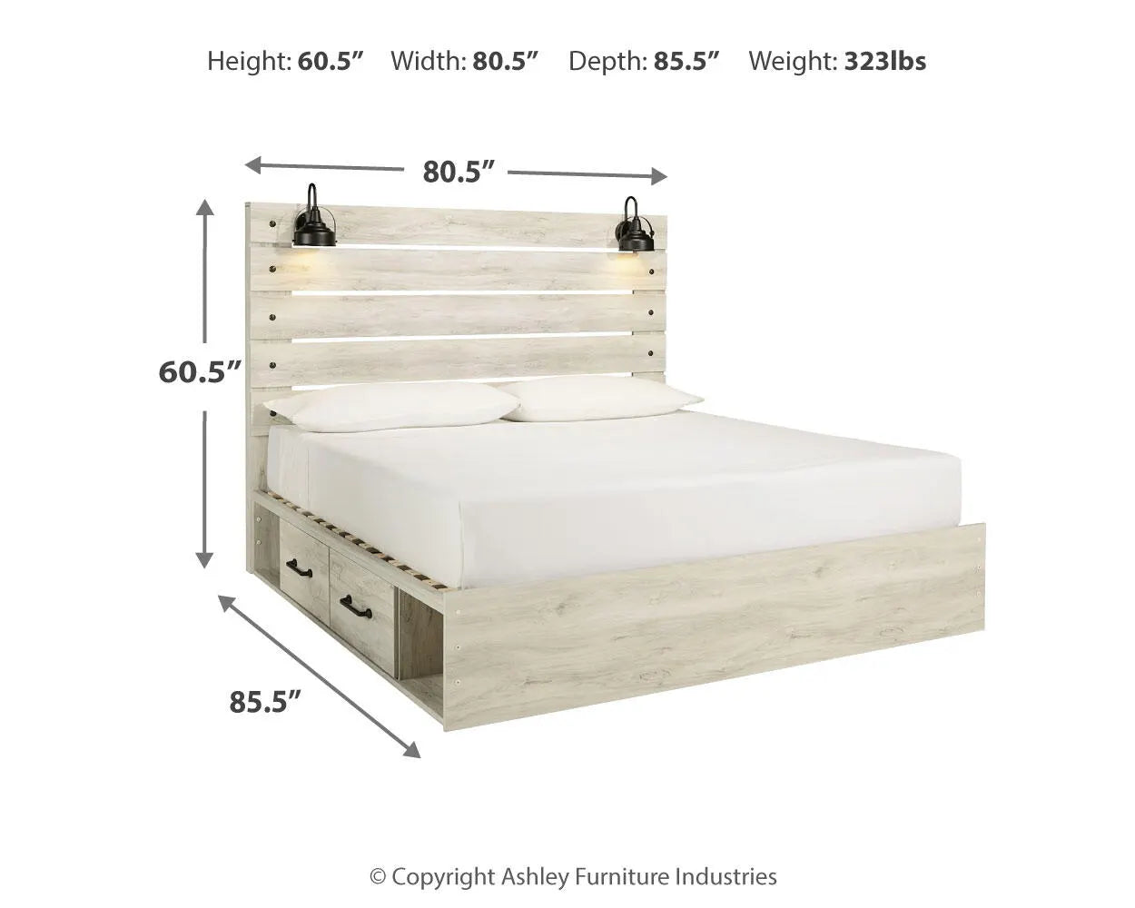 Cama King Cambeck con 4 cajones de almacenamiento