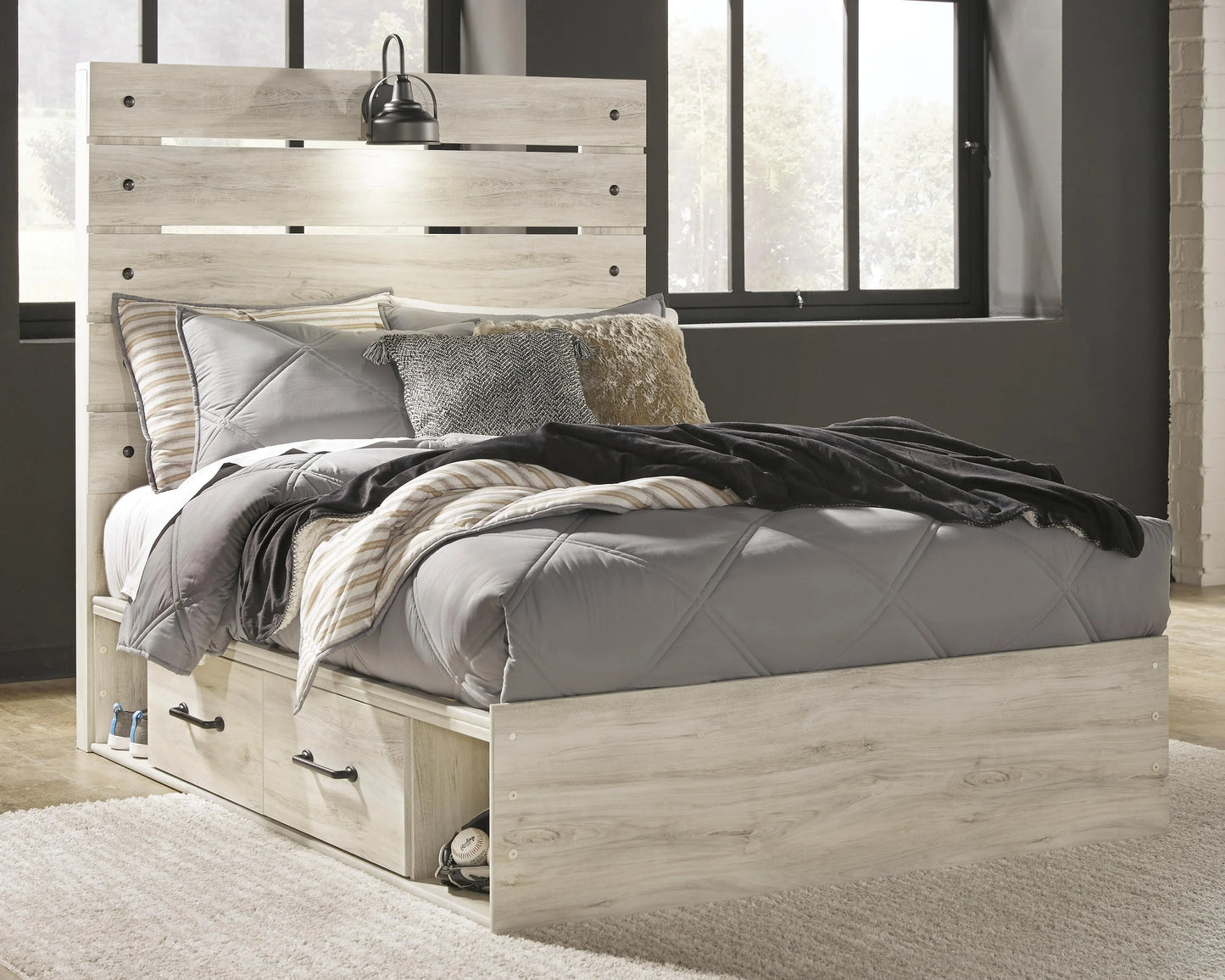 Cama Cambeck de tamaño completo con 4 cajones de almacenamiento