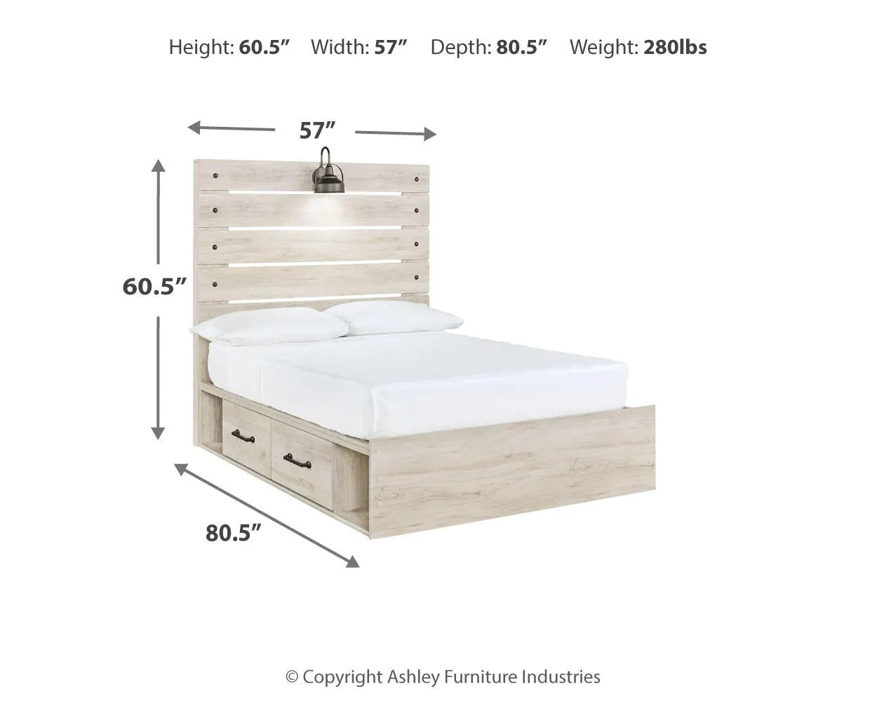 Cama Cambeck de tamaño completo con 4 cajones de almacenamiento