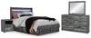 Cama Queen Baystorm con dos compartimentos laterales, tocador, espejo y mesita de noche