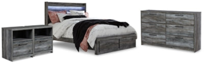 Baystorm Queen Panel Storage Bed, Dresser and 2 Nightstands