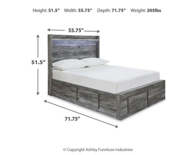 Cama Baystorm de tamaño completo con 4 cajones de almacenamiento