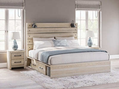 Cama Senbry King con paneles y almacenamiento