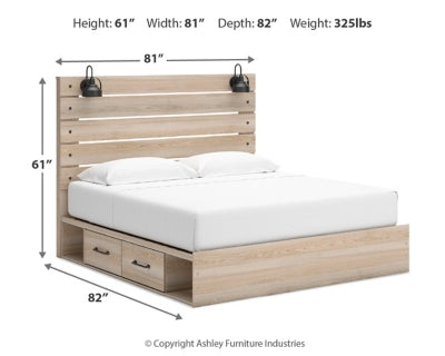 Cama Senbry King con paneles y almacenamiento