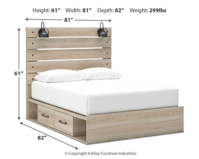 Cama Senbry Queen con paneles y almacenamiento