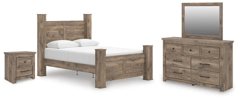 Keithland Queen Poster Bed, Dresser, Mirror and Nightstand