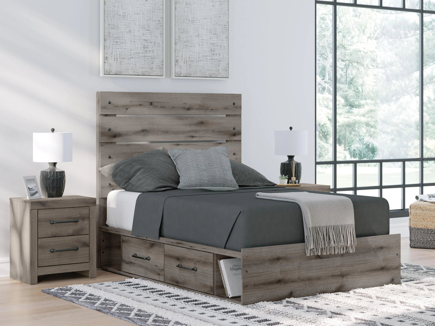 Cama completa con paneles y almacenamiento Urbanoore