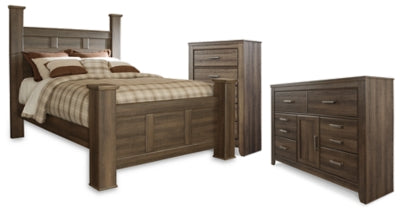 Juararo Queen Poster Bed, Dresser and Chest