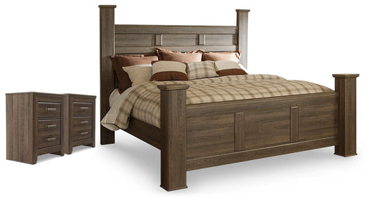 Juararo King Poster Bed and 2 Nightstands