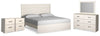 Cama King Stelsie con paneles, tocador, espejo y mesita de noche