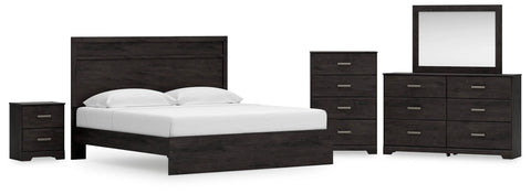 Belachime King Panel Bed, Dresser, Mirror, Chest and Nightstand