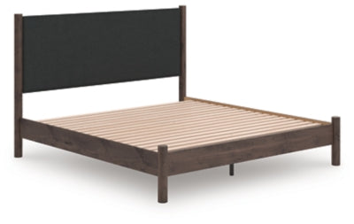 Cama Cadmori King con plataforma y paneles tapizados