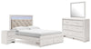 Altyra Queen Panel Storage Bed with Mirrored Dresser and Nightstand
