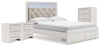 Cama Queen Altyra con almacenaje, cómoda y dos mesitas de noche