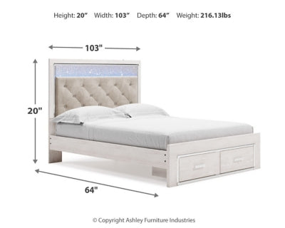 Cama Queen Altyra con almacenamiento tapizada