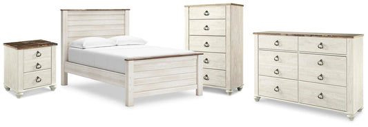 Willowton Full Panel Bed, Dresser, Chest and Nightstand