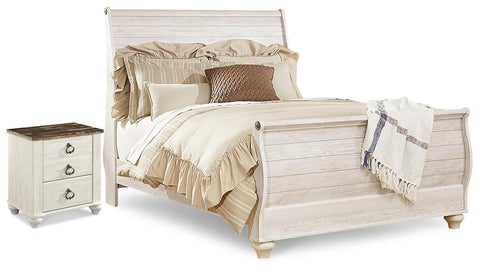 Willowton Queen Sleigh Bed and Nightstand