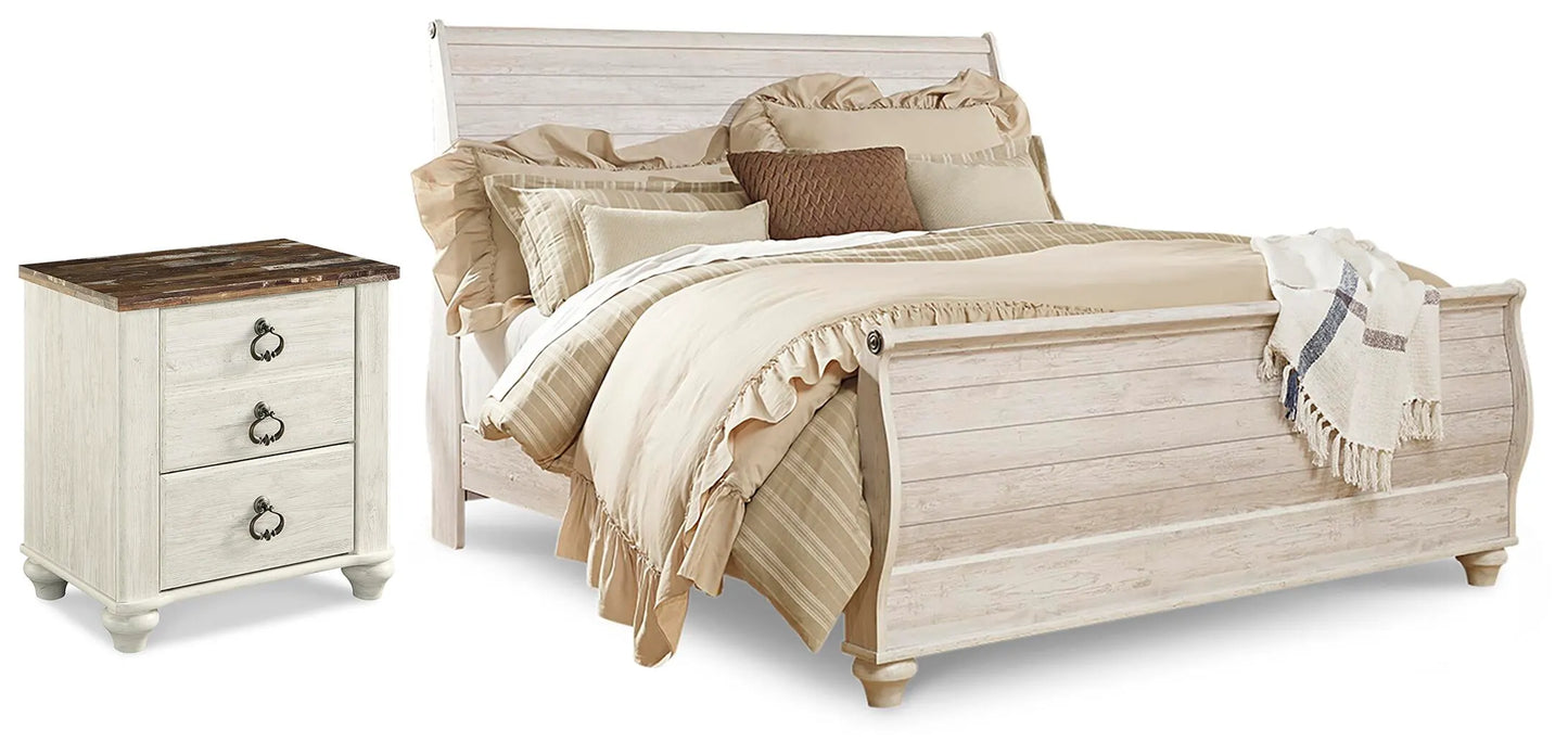 Willowton King Sleigh Bed and Nightstand
