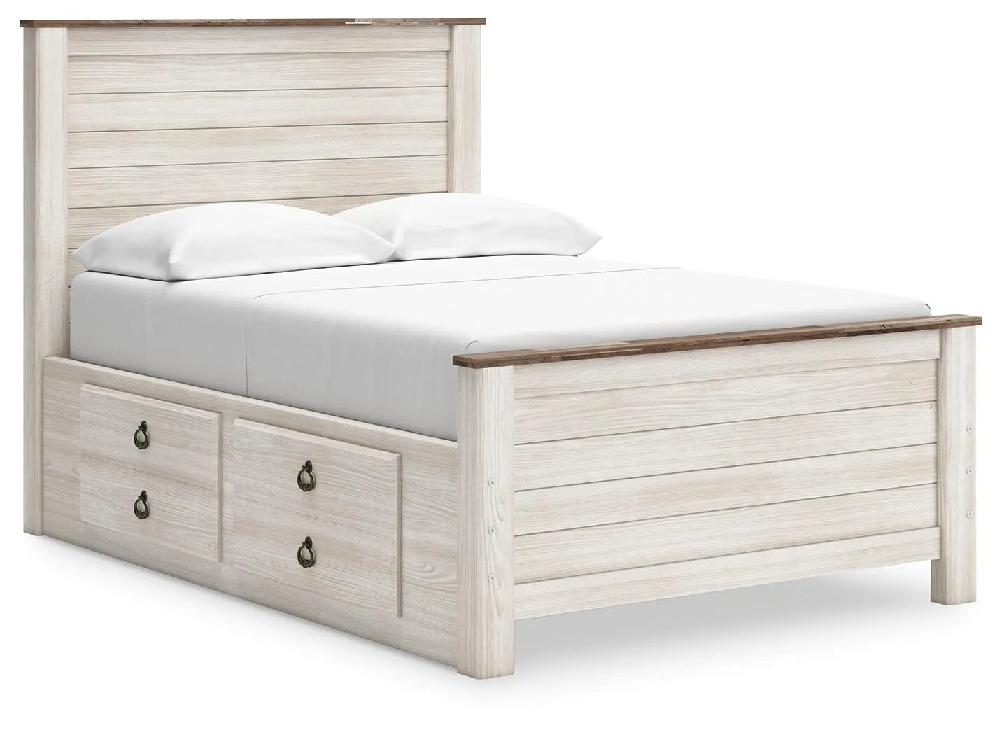 Cama Willowton de tamaño completo con dos cajones de almacenamiento