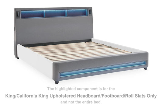 Cayberry King/California King Upholstered Headboard/Footboard/Roll Slats