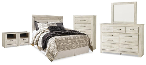 Bellaby Queen Panel Headboard, Dresser, Mirror, Chest and 2 Nightstands