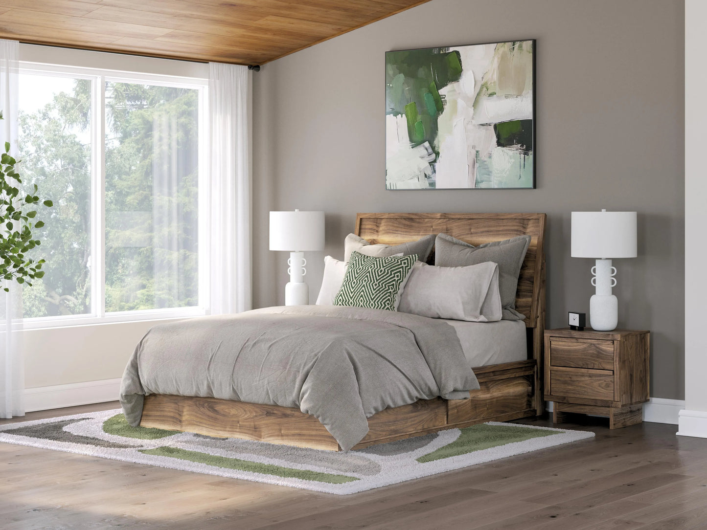 Cama Queen Zadilyn con paneles y almacenamiento