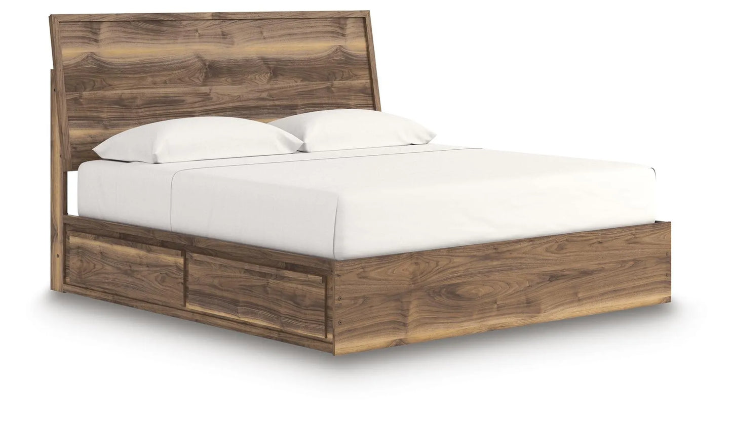 Cama King con paneles y almacenamiento Zadilyn