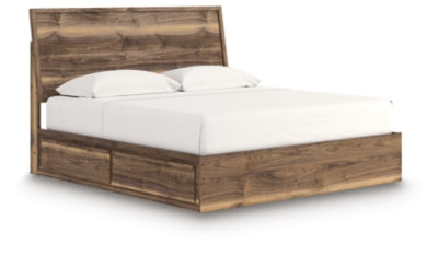 Cama King con paneles y almacenamiento Zadilyn