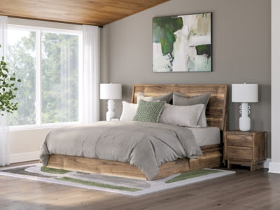 Cama King con paneles y almacenamiento Zadilyn