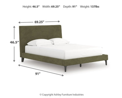 Cama tapizada Zadilyn Queen con listones enrollables