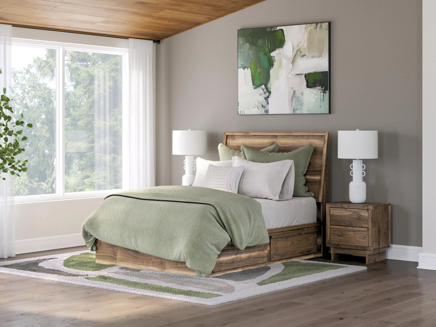 Cama Zadilyn de tamaño completo con paneles y almacenamiento