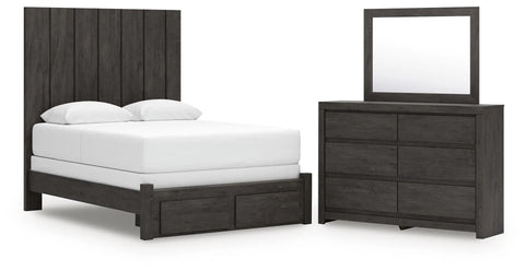 Parlayon Queen Panel Storage Bed, Dresser and Mirror