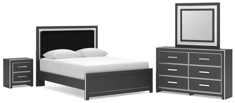 Birmonton Queen Upholstered Bed, Dresser, Mirror and Nightstand