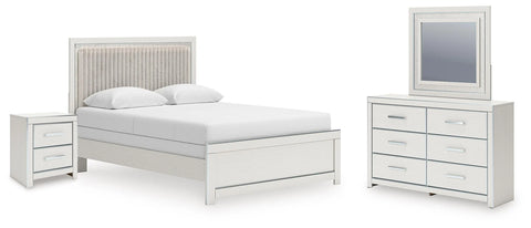 Birmonton Queen Upholstered Panel Bed, Dresser, Mirror and Nightstand