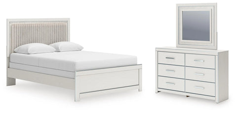 Birmonton Queen Upholstered Panel Bed, Dresser and Mirror