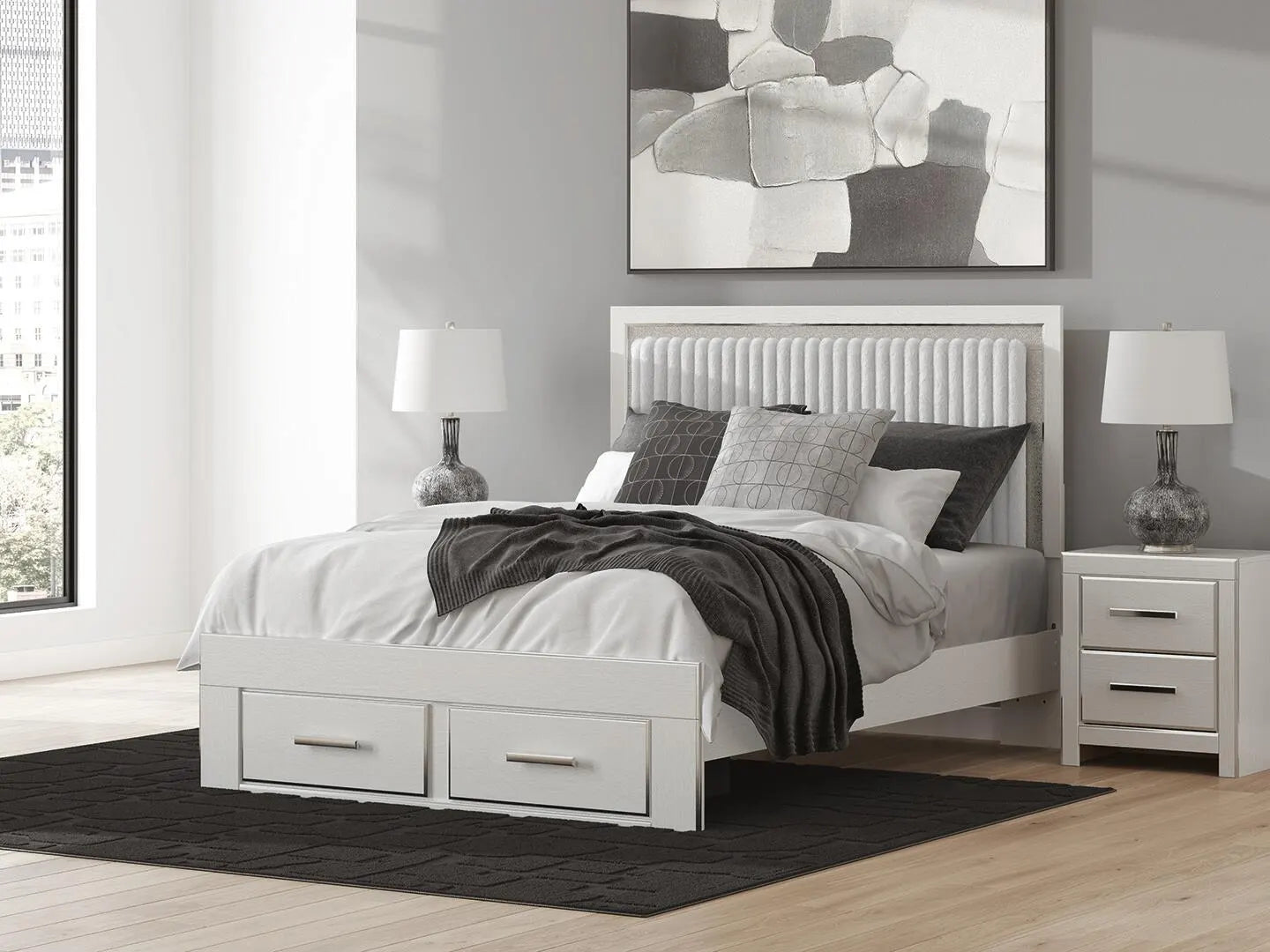 Birmonton Queen Upholstered Panel Platform Storage Bed