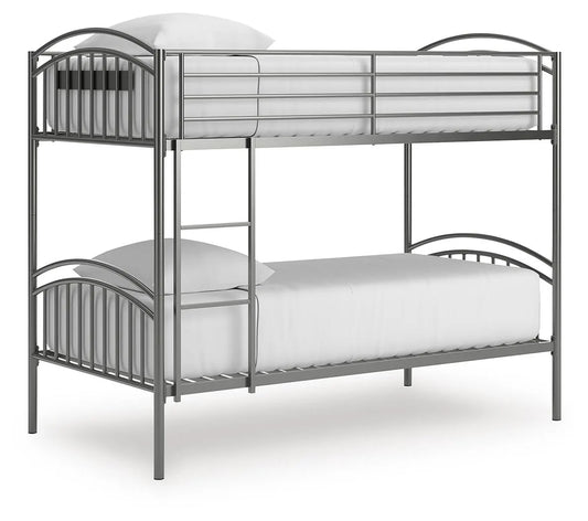 Hilletran Twin over Twin Bunk Bed and 2 Mattresses