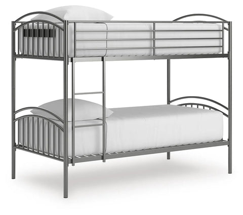 Hilletran Twin over Twin Bunk Bed and 2 Mattresses