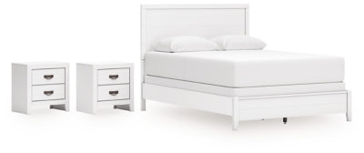 Cama Queen con paneles Binterglen y dos mesitas de noche