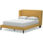 Cama Queen tapizada Maloken con listones enrollables