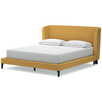 Cama tapizada Maloken California King con listones enrollables