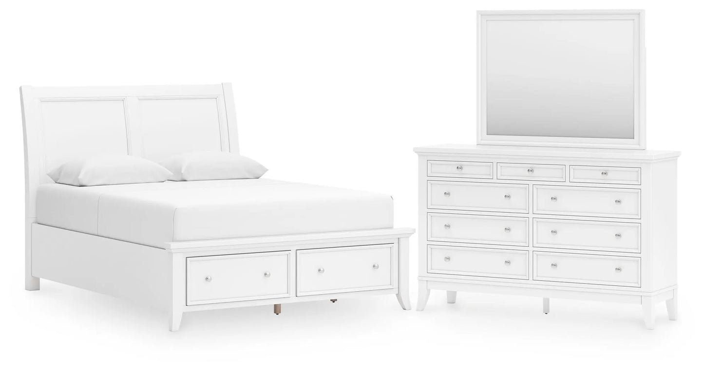 Trulani Queen Sleigh Storage Bed, Dresser and Mirror