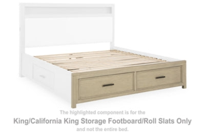 Pie de cama con almacenamiento/listones enrollables Calmoro King/California King