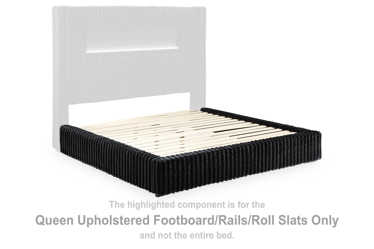 Agrander Queen Upholstered Footboard/Rails/Roll Slats
