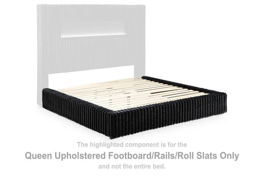 Agrander Queen Upholstered Footboard/Rails/Roll Slats