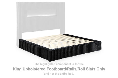 Agrander King Upholstered Footboard/Rails/Roll Slats