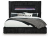 Agrander Queen Upholstered Bed with Fireplace and Wireless Audio