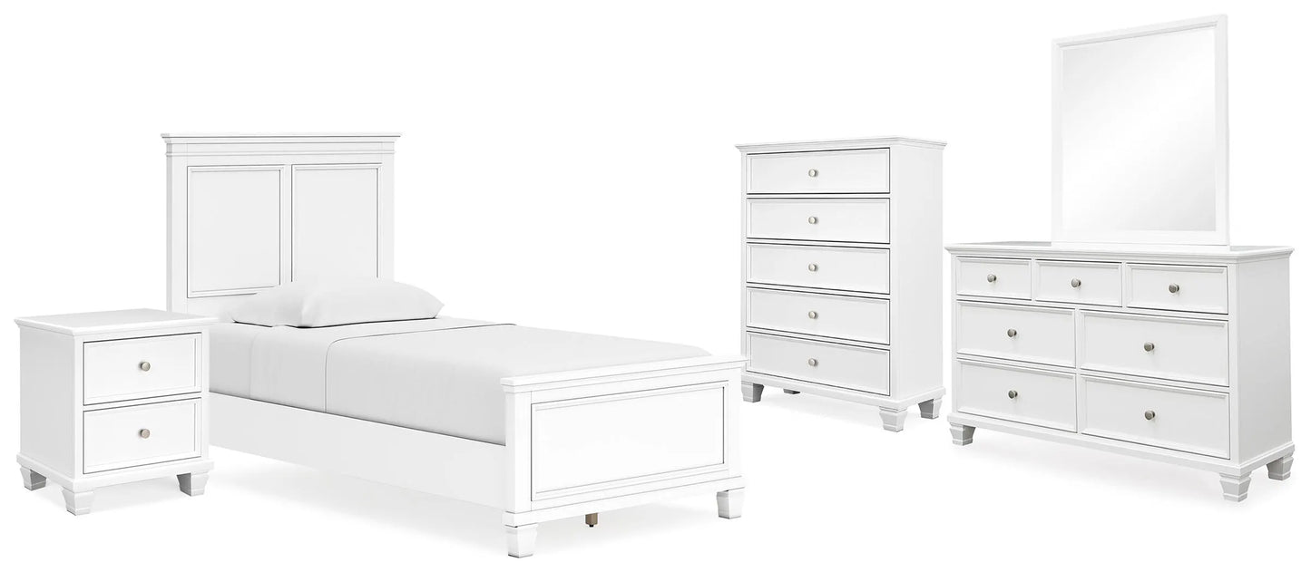 Fortman Twin Panel Bed, Dresser, Mirror, Chest and Nightstand