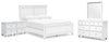 Cama Fortman Queen con paneles, tocador, espejo y dos mesitas de noche